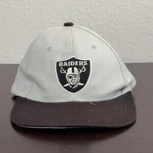 Raiders Hat Cap Strap Back Youth Boys One Size Gray NFL Football Logo Athletic